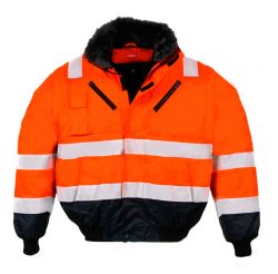 Multifunktionale Pilotenwarnschutz- jacke nach EN 20471 und EN 343 warnorange/marine