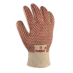 Strickhandschuh BAUMWOLLE / texxor / beige-rote Noppen